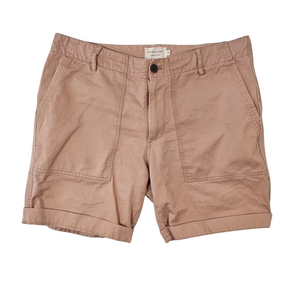 Shades of Grey by Micah Cohen Mens Shorts 32 Mauve DustyRose Patch Pocket Cuffed
